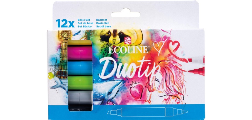 Stylo Duotip Talens Ecoline set de base 12 couleurs
