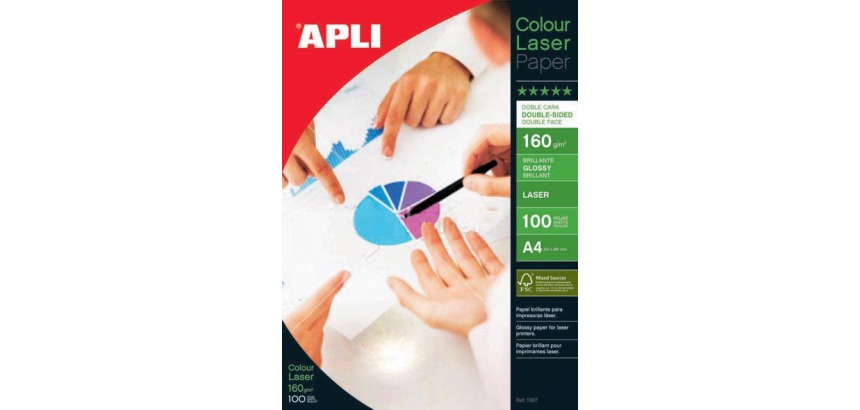 Apli Fotopapier Colour Laser, DIN A4, 160 g, Packung mit 100 Blatt
