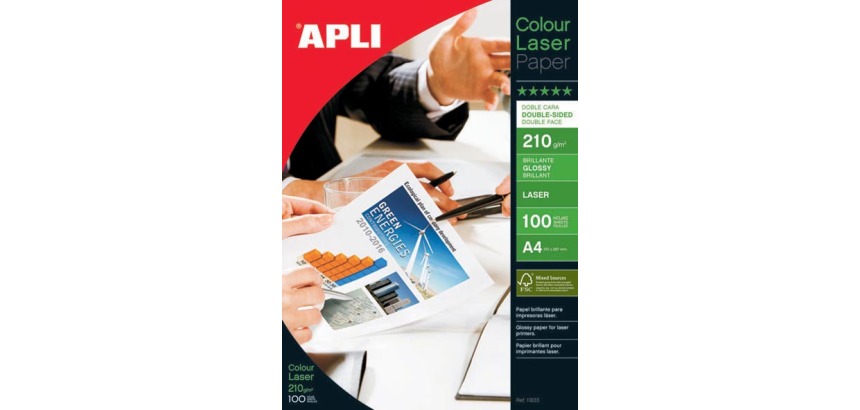 Apli Fotopapier Colour Laser DIN A4, 210 g, Packung mit 100 Blatt