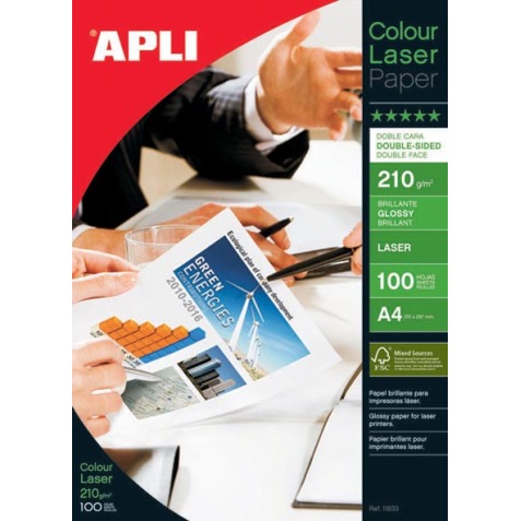 Apli papier photo Colour Laser ft A4, 210 g, paquet de 100 feuilles