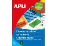 Apli Gekleurde etiketten ft 210 x 297 mm (b x h), groen, 100 stuks, 1 per blad