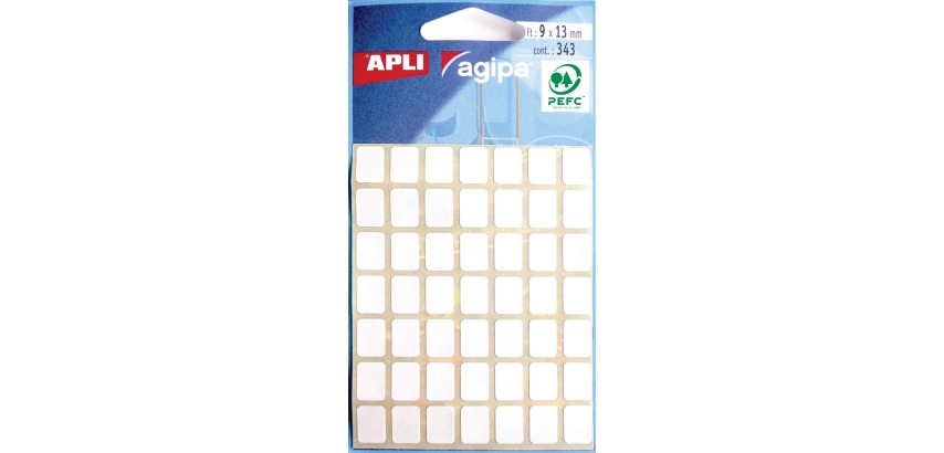Agipa étiquettes blanches en pochette ft 9 x 13 mm (l x h), 343 pièces, 49 par feuille
