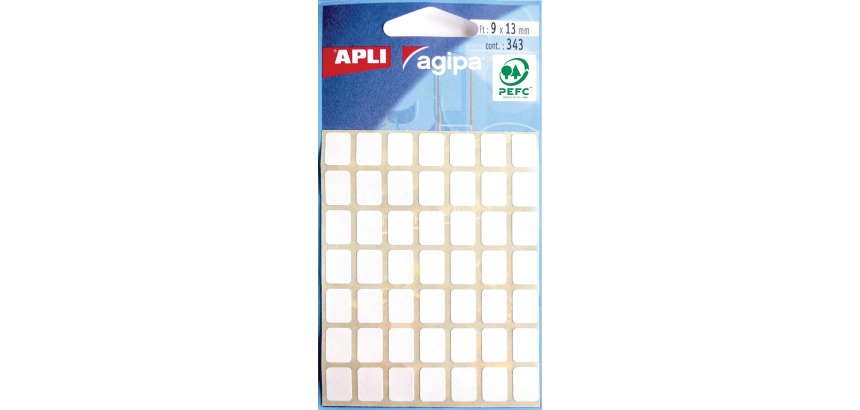 Agipa étiquettes blanches en pochette ft 9 x 13 mm (l x h), 343 pièces, 49 par feuille