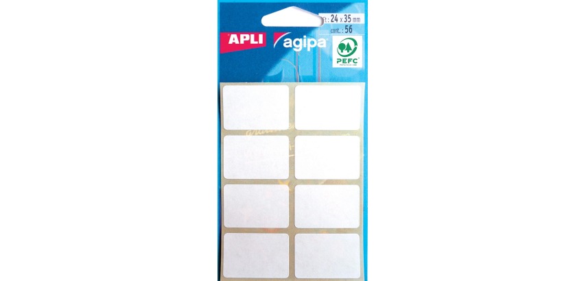 Agipa étiquettes blanches en pochette ft 24 x 35 mm (l x h), 56 pièces, 8 par feuille