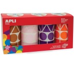 Apli Kids gommettes XL, 4 rouleaux, formes et couleurs assorties (brun, rose, violet et orange)