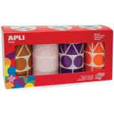 Apli Kids gommettes XL, 4 rouleaux, formes et couleurs assorties (brun, rose, violet et orange)