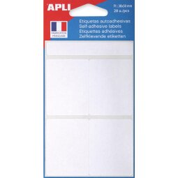 Agipa witte etiketten in etui ft 38 x 50 mm (b x h), 28 stuks, 4 per blad