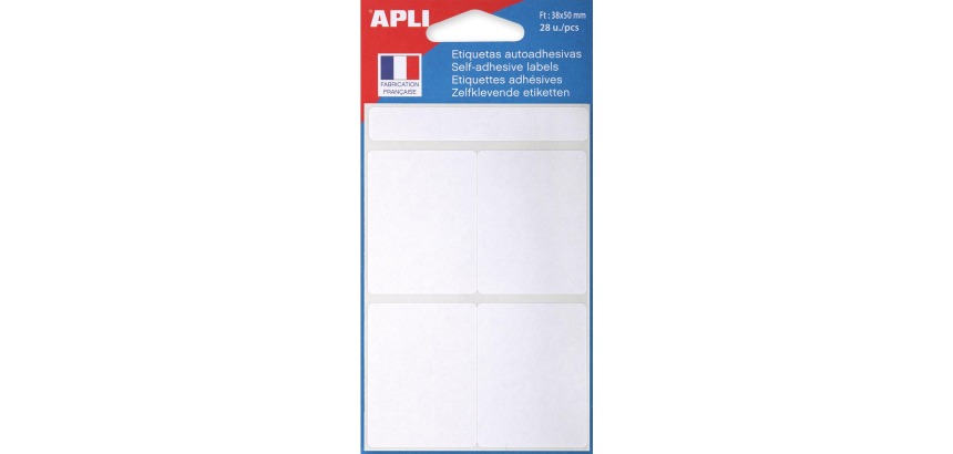 Agipa witte etiketten in etui ft 38 x 50 mm (b x h), 28 stuks, 4 per blad