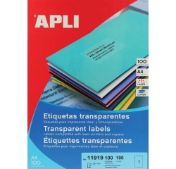Apli Transparante etiketten ft 210 x 297 mm (b x h), 100 stuks, 1 per blad, doos van 100 blad