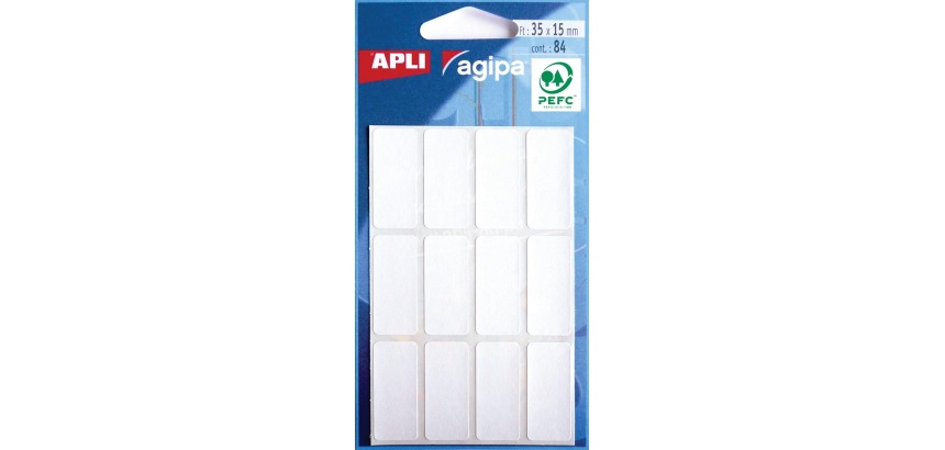 Agipa witte etiketten in etui ft 15 x 35 mm (b x h), 84 stuks, 12 per blad