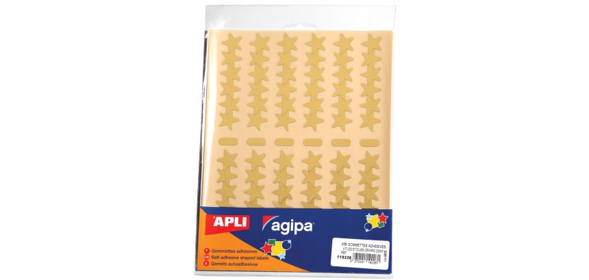 Agipa gommettes métalliques, pochette de 288 pièces, or et argent, étoile 20 mm
