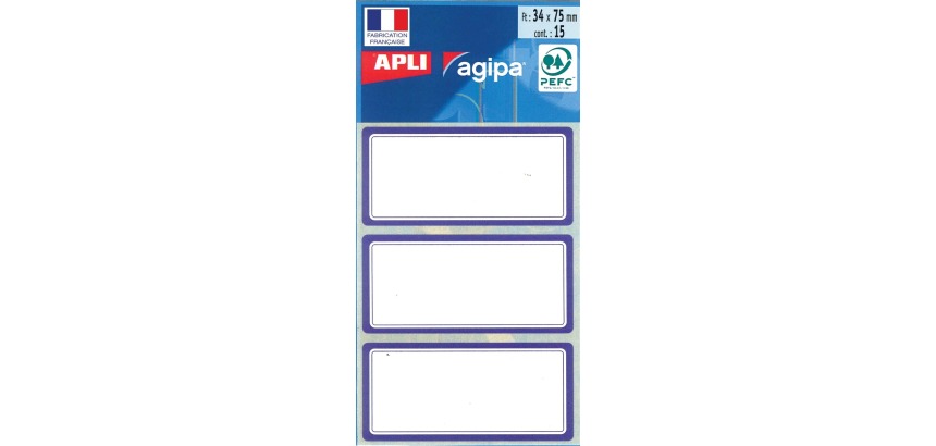 Agipa school labels size 75 x 34 mm (w x h), 24 labels per pack, blue border