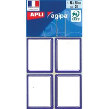 Agipa schooletiketten ft 38 x 50 mm (b x h), 32 etiketten per etui, blauwe rand