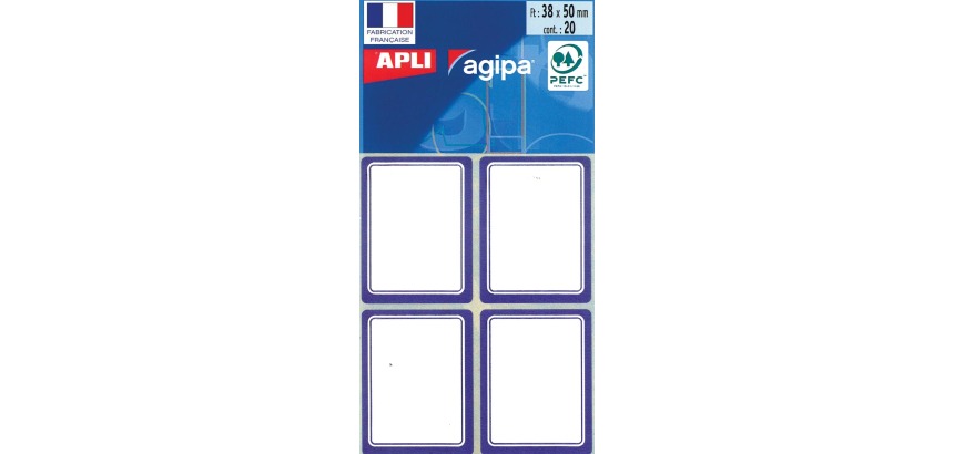 Agipa étiquettes écoliers ft 38 x 50 mm (l x h), 32 étiquettes par étui, bord bleu