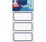 Agipa étiquettes écoliers ft 75 x 34 mm (l x h), 24 étiquettes par étui, bord bleu, ligné