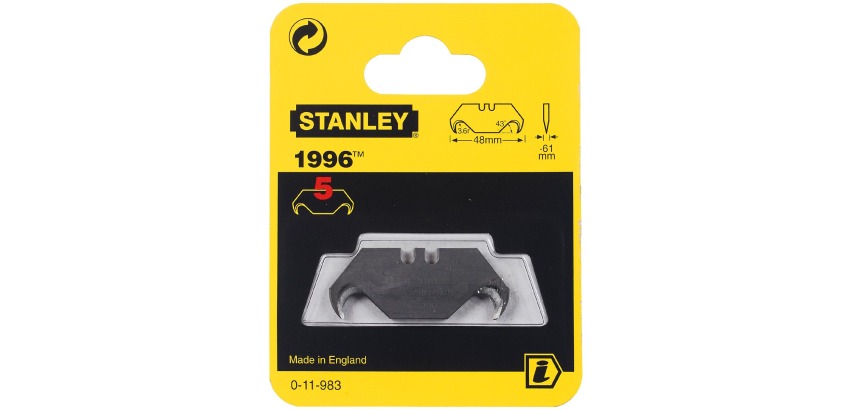 Stanley knife blades 1996 without holes, blister pack of 5 pieces