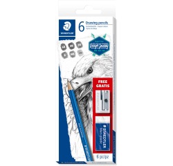 Set crayons Staedtler Design Journey Lumograph avec gomme et taille-crayon gratuits 6 pièces