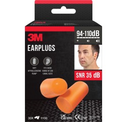 3M bouchons d'oreilles 1100, isolation phonique jusq'à 35 dB, blister de 30 pièces