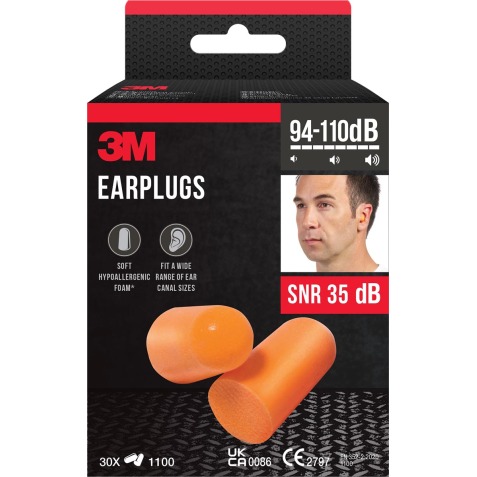 3M oordoppen 1100, geluidsdemping to 35 dB, blister van 30 stuks