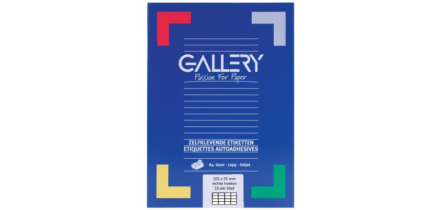 White label gallery, ft 105 x 35 mm (w x h), square corners, box of 1,600 labels
