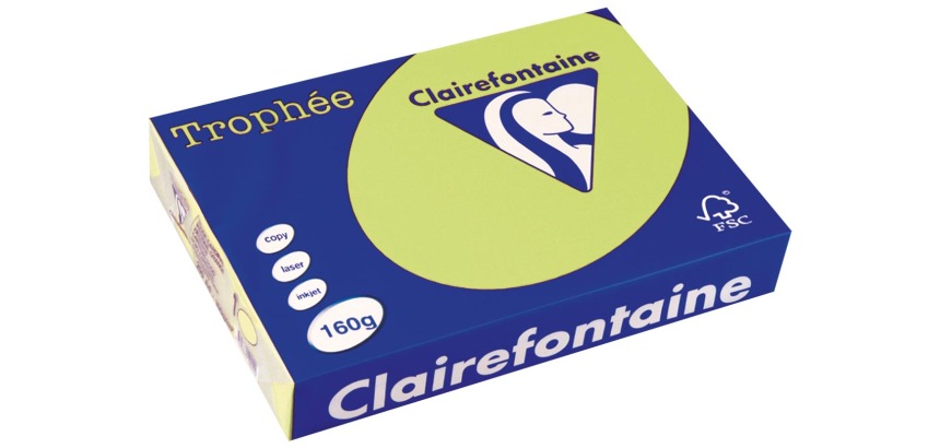 Clairefontaine Trophée Pastel, papier couleur, A4, 160 g, 250 feuilles, vert golf
