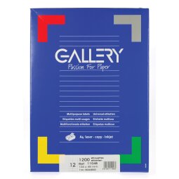 Gallery witte etiketten ft 105 x 48 mm (b x h), rechte hoeken, doos van 1.200 etiketten