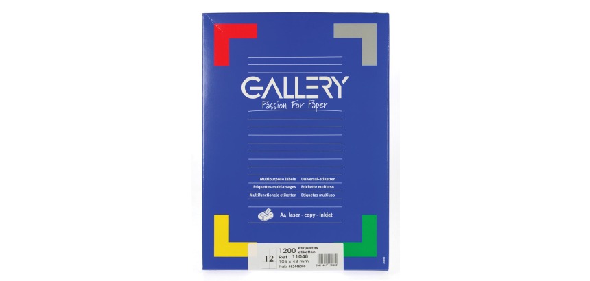 Gallery étiquettes blanches, ft 105 x 48 mm (l x h), coins carrés, boîte de 1.200 étiquettes