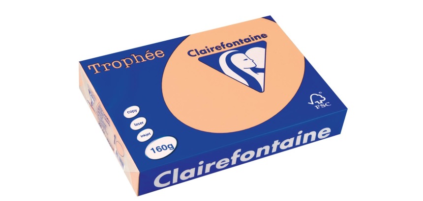 Clairefontaine Trophée Pastel, papier couleur, A4, 160 g, 250 feuilles, saumon