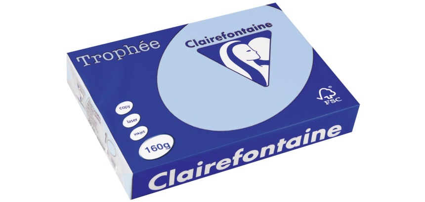 Clairefontaine Trophée Pastel, papier couleur, A4, 160 g, 250 feuilles, bleu