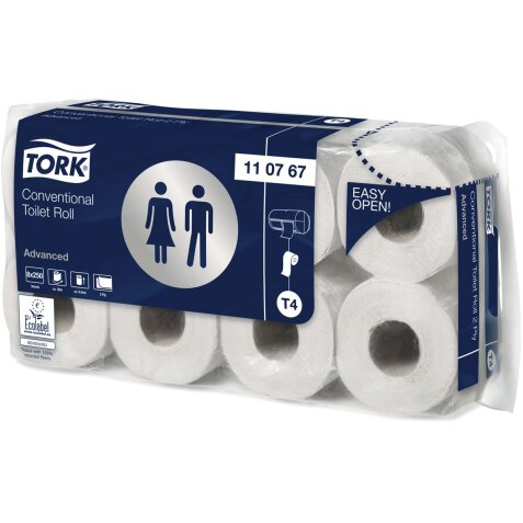 Tork toiletpapier Advanced, 2-laags, systeem T4, 250 vellen, pak van 8 rollen