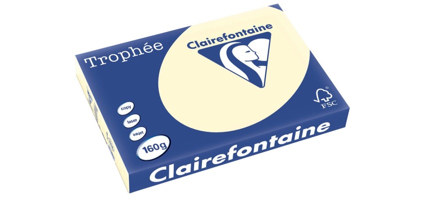 Clairefontaine Trophée Pastel, papier couleur, A3, 160 g, 250 feuilles, ivoire