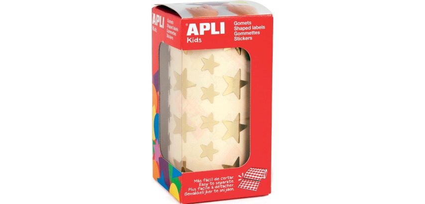 Apli Kids stickers on a roll, star, 2360 pieces, metallic gold