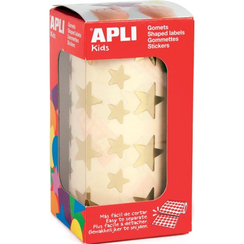 Apli Kids stickers op rol, ster, 2360 stuks, metallic goud