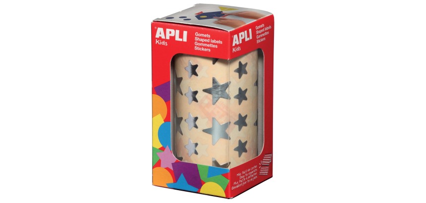 Apli Kids gommettes sur rouleau, étoile, 2360 pièces, argent métallique