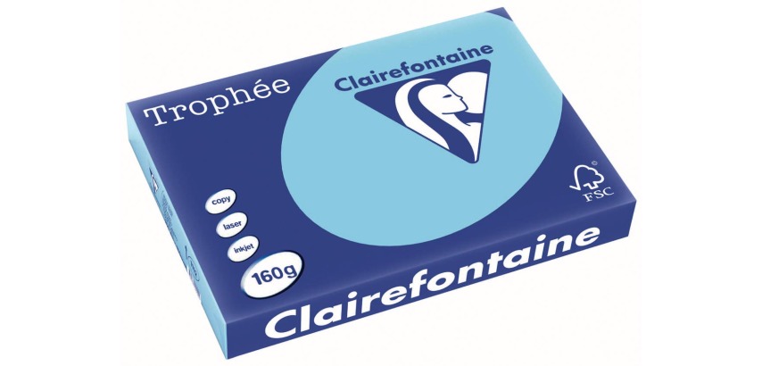 Clairefontaine Trophée Pastel, gekleurd papier, A3, 160 g, 250 vel, helblauw