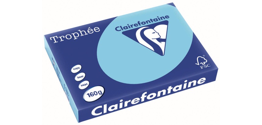 Clairefontaine Trophy Pastel, colored paper, A3, 160 gsm, 250 sheets, bright blue