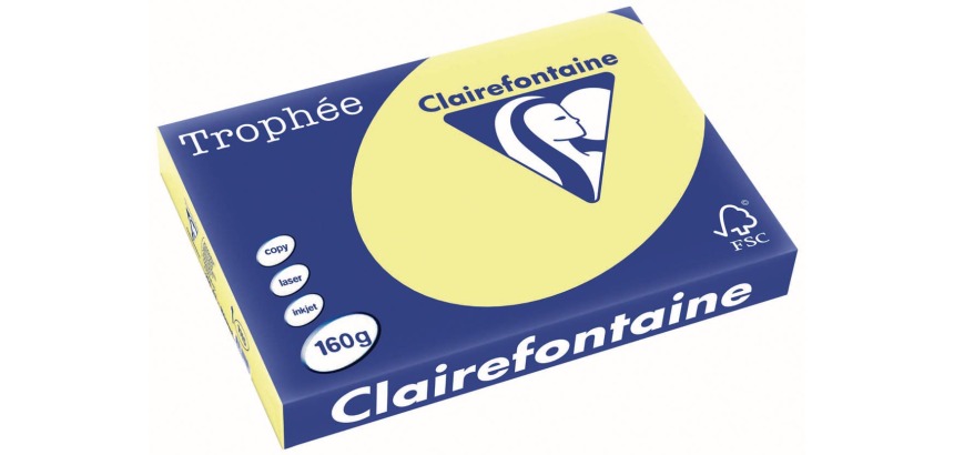 Clairefontaine Trophée Pastell, Farbiges Papier, A3, 160 g, 250 Blätter, Narzisse