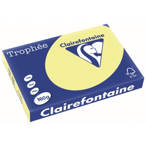 Clairefontaine Trophée Pastel, papier couleur, A3, 160 g, 250 feuilles, jonquille