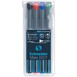 Schneider permanent marker Maxx 222, etui van 4 stuks in geassorteerde kleuren