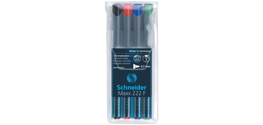 Schneider permanent marker Maxx 222, etui de 4 pièces en couleurs assorties