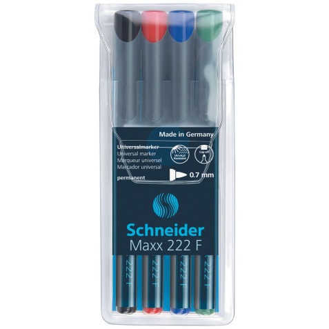 Schneider permanent marker Maxx 222, etui de 4 pièces en couleurs assorties