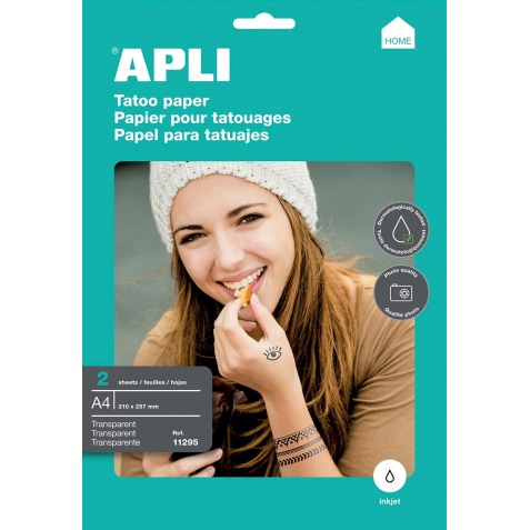 Apli papier transfert pour impression de tatouages, paquet de 2 feuilles