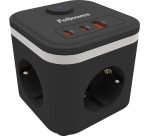 Fellowes douille Power Cube, 3 prises + 1 x USB-A + 2 x USB-C, noir, pour les Pays-Bas