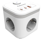 Fellowes Power Cube Steckdosenleiste, 3 Steckdosen + 1 x USB-A + 2 x USB-C, weiß, für die Niederlande