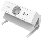 Fellowes douille Power Desk, 1 prise + 1 x USB-A + 1 x USB-C, blanc, pour les Pays-Bas