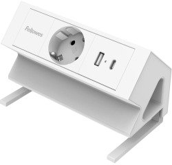 Fellowes douille Power Desk, 1 prise + 1 x USB-A + 1 x USB-C, blanc, pour les Pays-Bas