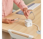 Fellowes douille Power Cube, 3 prises + 1 x USB-A + 2 x USB-C, blanc, pour la Belgique