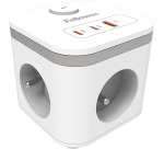 Fellowes douille Power Cube, 3 prises + 1 x USB-A + 2 x USB-C, blanc, pour la Belgique