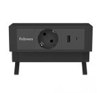 Fellowes douille Power Desk, 1 prise + 1 x USB-A + 1 x USB-C, noir, pour les Pays-Bas