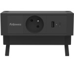 Fellowes Power Desk-Steckdose, 1 Steckdose + 1 x USB-A + 1 x USB-C, schwarz, für Belgien